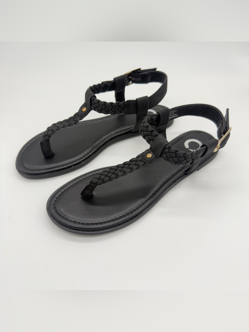 Journee Collection Black Braided Toe-Post Sandals